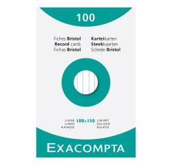 Karteikarten, Packung mit 100 Stück liniert, ungelocht, 100x150mm - Weiß