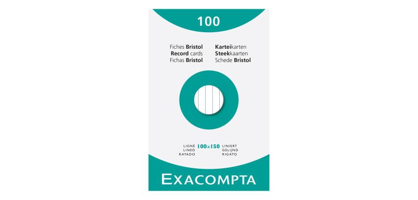 Étui de 100 fiches - bristol ligné non perforé 100x150mm - Blanc