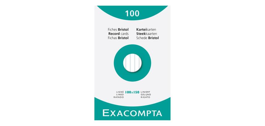 Exacompta Pack 100 Record Card 10x15cm Lined White - White