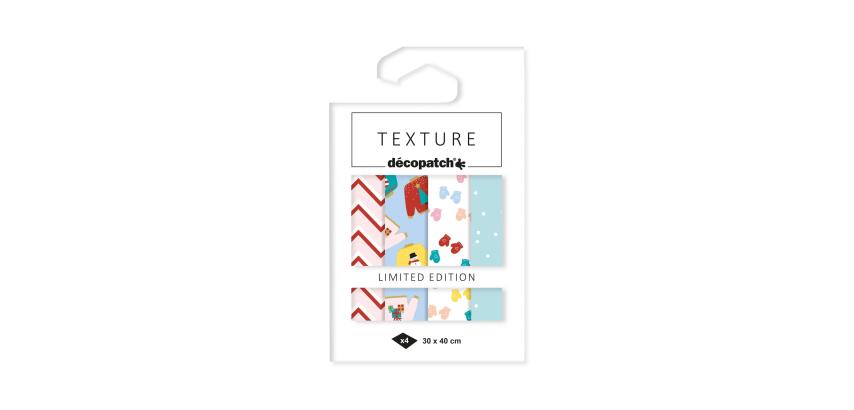 Assortiment 4 vellen Texture papier Kerst breigoed