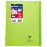 Cahier piqué Koverbook 24x32cm 96 pages petits carreaux couverture polypropylène transparent - Vert
