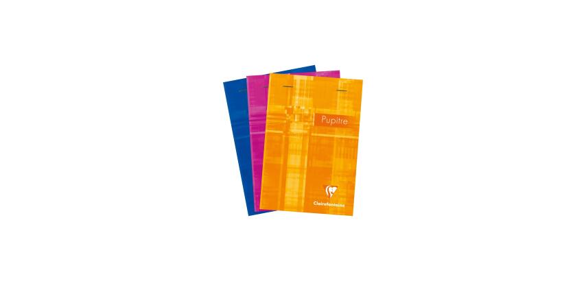 Bloc Pupitre agrafé en-tête A6 (10,5x14,8cm) 80 feuilles détachables petits carreaux Couleur aléatoire - Assortis
