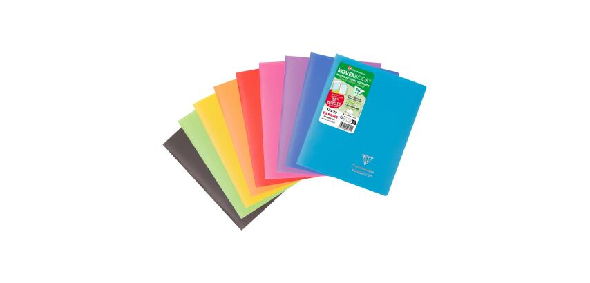 Cahier piqué Koverbook 17x22 cm 96 pages petits carreaux couverture polypropylène 100% recyclé