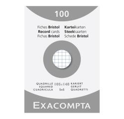 Estuche Exacompta de 100 fichas Exacompta cartulina Bristol - cuadricula 5x5 sin taladro 105x148mm - Blanco