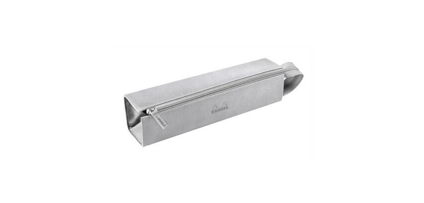 Rhodiarama trousse plumier simili cuir italien 23x5x5 cm - Argent