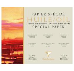 Papier Huile lin naturel bloc collé 1 côté 12F 24x30cm 240g