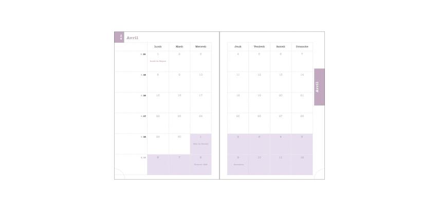 Recharge pour agenda de bureau Lady 20 21 x 15 cm Semainier Janvier à Décembre 2027