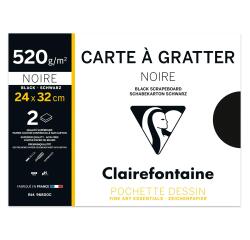 Schwarzer Schabekarton 24x32cm 520g, Packung mit 2 Bogen - Schwarz