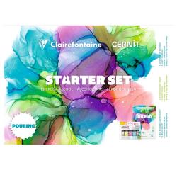 Coffret Starter Set Alcohol Ink A5 Bloc Alcohol Inkpad Clairefontaine et Encres à alcool Cernit