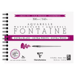 Fontaine, Aquarellpapier extraweiß feinkörnig, Spiralblock 12 Bogen 300g 18x14 cm