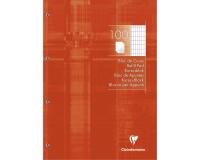 Bloc de cours encollé grand côté A4 200 pages détachables perforées 4 trous quadrillé 4x8 - Tangerine