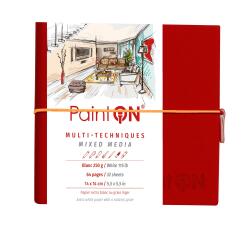 PaintON carnet cousu 32F 14x14cm 250g - Rouge