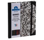 Carnet Marbre 220x170, 192 pages lignées - Blanc