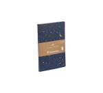 Adolie, Set de 2 carnets cousu fil A5 14,8x21 cm, 64 pages, ligné. Etoiles. 1 carnet couverture cuir + 1 carnet couverture carte imprimée, ass.