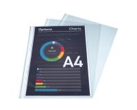 Sachet de 100 pochetttes perforées Polypropylène Premium grainé 8/100e - A4 - Cristal