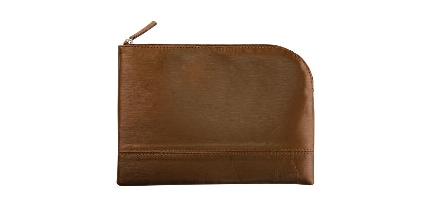 Rhodiarama etui met rits in kunstleer - maat M - 16x22 cm - Brons