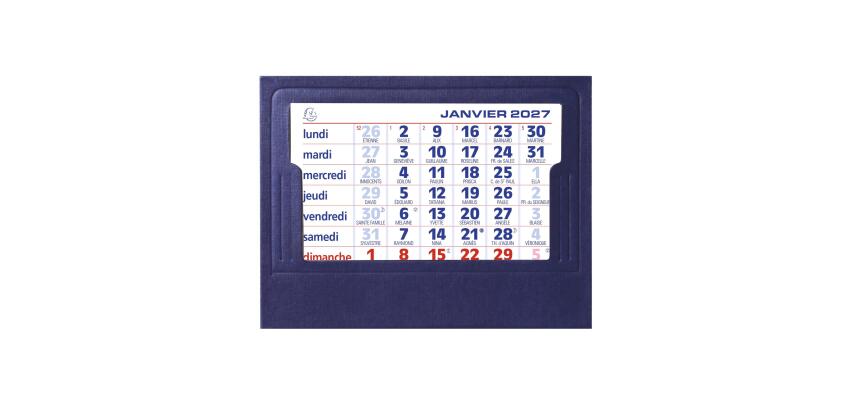Calendrier avec feuillets mensuels sur chevalet cartonné pelline - 13,5 x 10,5 cm 2027 - neutre