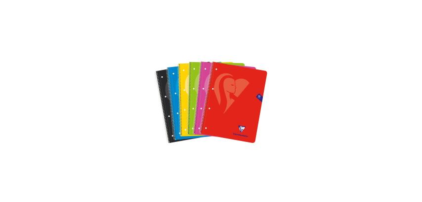 Cahier à spirale Mimesys A4+ 160 pages détachables perforées 4 trous petits carreaux et cadre en-tête couverture carte souple - Assortis