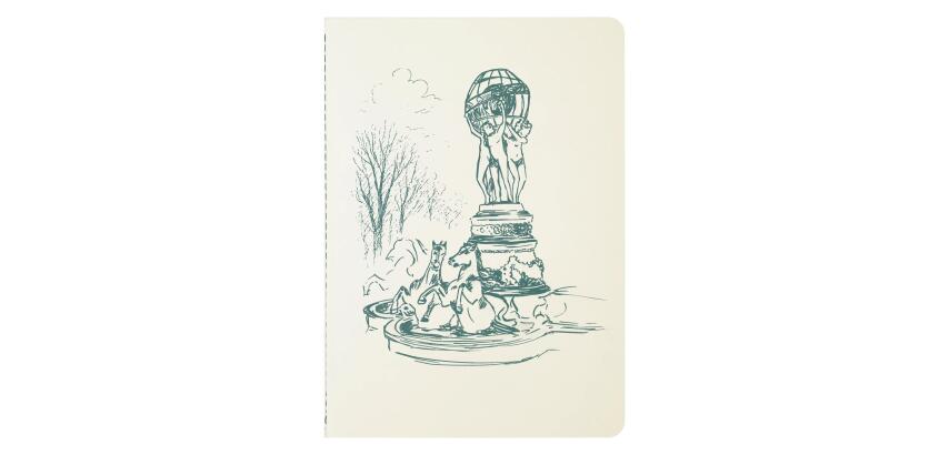 Cahier A5 ligné - Fontaine des Quatre Parties du Monde - 32 pages - Bleu/Vert - New - Bleu vert
