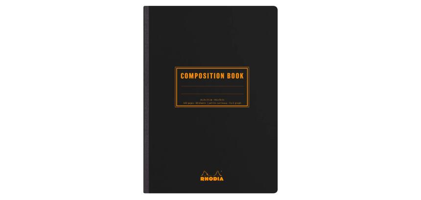Rhodia Composition Book Black, A5, 5x5 Squared - Black
