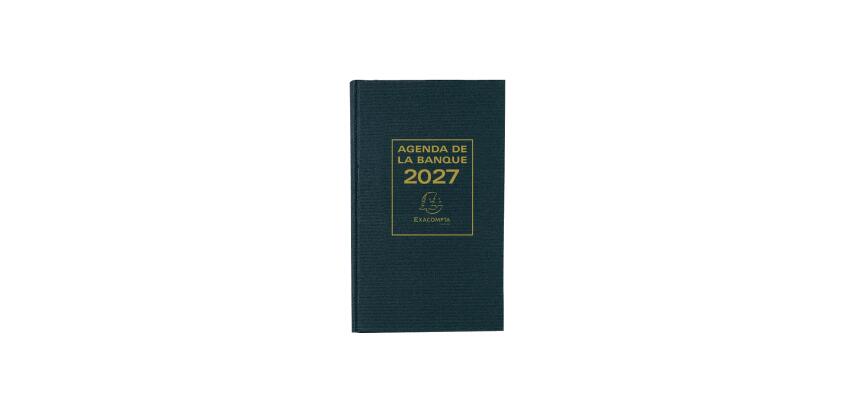 Agenda de bureau Banquier large Euro et cents 17,5 x 28 cm Journalier 2027 - Noir