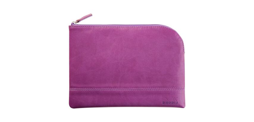 Rhodiarama pochette zippée en simili cuir - taille M (16x22 cm) - Violet