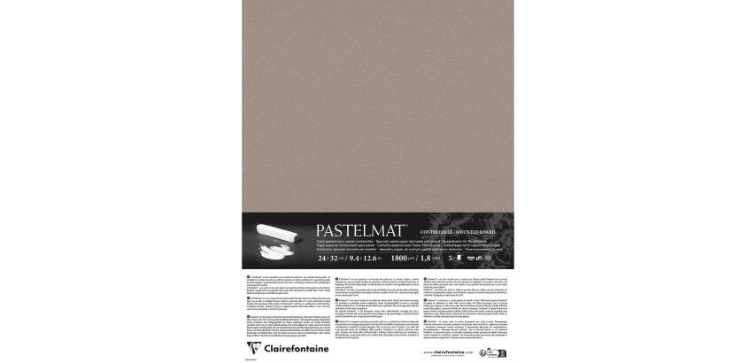 Pastelmat pastelkarton 5 blad 24x32cm - Donkergrijs
