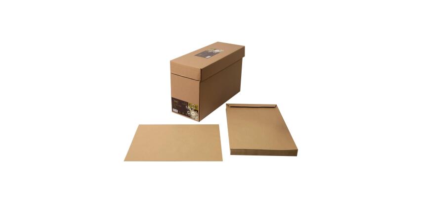 Boite de 250 pochettes Forever Kraft Brun 100% recyclé C4-229x324 mm - Auto-Adhésives - 90g/m2 - Kraft