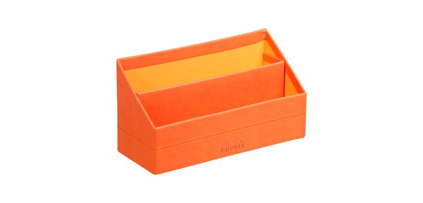 Rhodiarama Briefständer aus Kunstleder, 25x10x14 cm - Tangerine