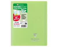 Cahier piqué Koverbook 17x22 cm 96 pages grands carreaux couverture polypropylène opaque 100% recyclé - Vert