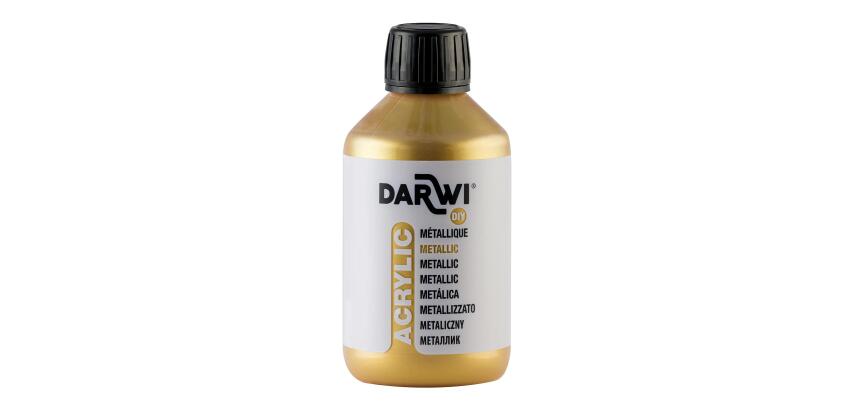 Darwi Flacon de 250 ml de Peinture Acrylique Universelle Métallique - Or