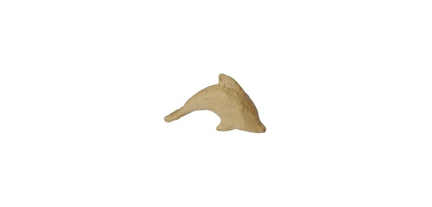 Kleines Pappmaché, braun, Delfin 15,5cm - Kraft