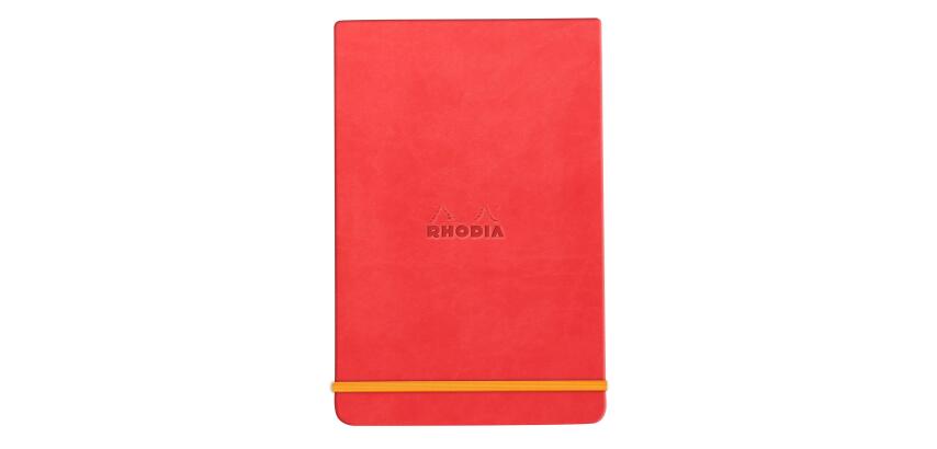 Rhodiarama Webnotepad rembordé rigide A5 192 pages ligné microperforé papier ivoire 90g fermeture élastique - Corail
