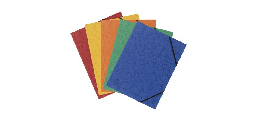 Pack de 5 Chemises à élastique sans rabats carte lustrée 355gm2 - A4 - Couleurs assorties