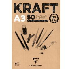 Bloc papier dessin 'KRAFT', A3, 120 g/m2