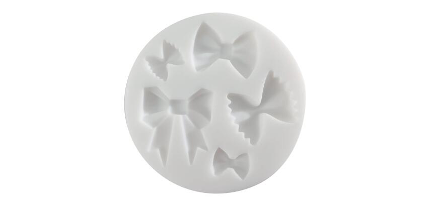 Silikonform ø 7cm, Schleifen - Weiß