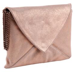 PLUME Pochette Enveloppe en Daim irisé 20x14cm - Cuivre
