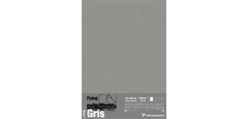 PaintON Gris, 15 Bogen 50x65 cm, 250g, grau, Mixed Media - Grau