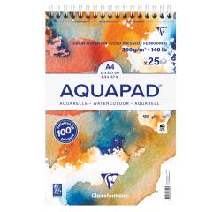 Goldline Aquapad A4+, Aquarellblock mit Doppelspiralbindung, 25 Blatt naturweiß 300g, mittelfeine Körnung