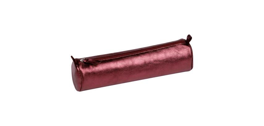 Clairefontaine Leather Round Pencil Case - #5.5x22cm - Cherry
