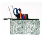 Céleste CUIR Trousse plate 22x11 cm Lazer Vert Argent