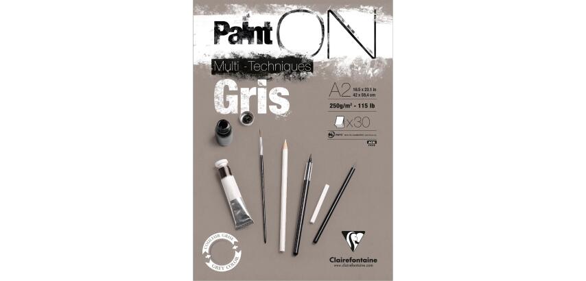 Paint'ON Gris bloc collé 30F A2 250g