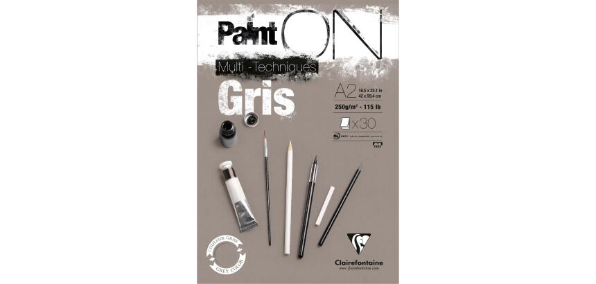 Paint'ON Gris bloc collé 30F A2 250g