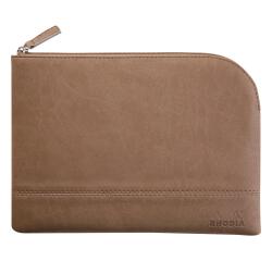 Rhodiarama etui met rits in kunstleer - maat M - 16x22 cm - Taupe