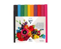 CRÉPON FLEURISTE, Pack de 10 rouleaux au format 25x100cm - Assortiment vif