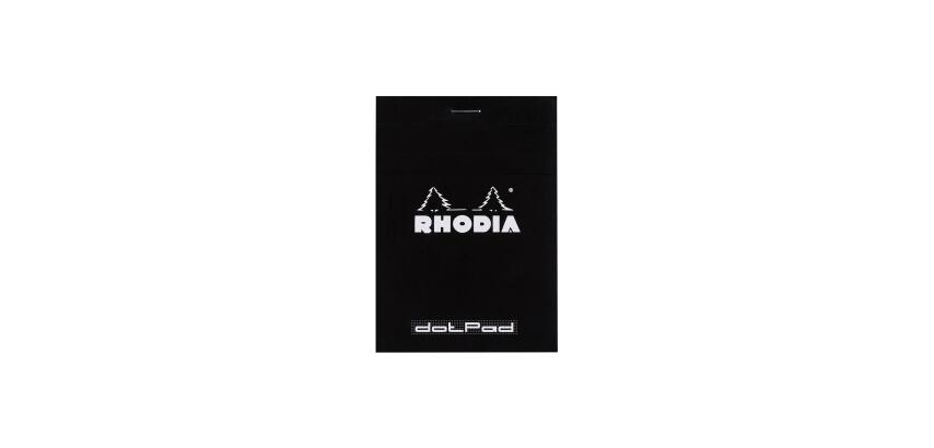 dotPad - bloc agrafé Rhodia N°12 8,5x12 cm dot 80 feuillets 80g - Noir