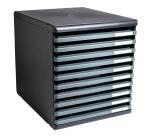 Schubladenbox MODULO A4, 10 offene Laden - Schwarz/Mausgrau