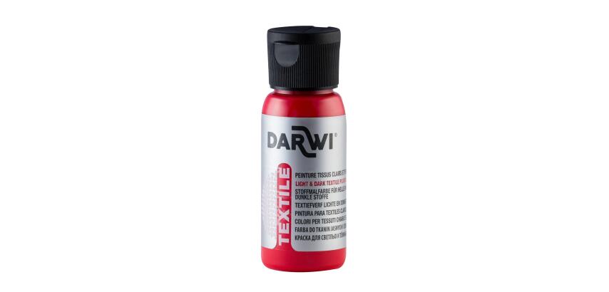 DARWI Flacon de 50 ml de Peinture Textile Opaque - vermillon