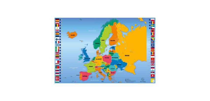 Onderlegger harde PVC Kaart van Europa 37,5 x 57,5 cm - Design