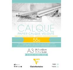 Papier Calque bloc collé 50F A3 55g